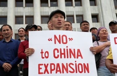 People protest against the construction of Chinese factories in Kazakhstan during a rally in Almaty, Kazakhstan, 4 September 2019 (Photo: Reuters/Pavel Mikheyev).