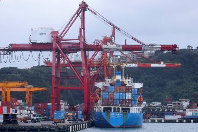 A cargo ship is pictured at a port in Keelung, Taiwan, 7 January 2022 (Photo: Reuters/Ann Wang).
