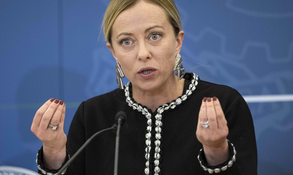 Italian Prime Minister Giorgia Meloni at a press conference after the Council of Ministers, Rome, Italy, 3 November 2023 (Photo: Reuters/Augusto Casasoli).