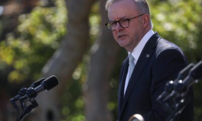 Australia’s Prime Minister Anthony Albanese addresses a joint press conference with US President Joe Biden in the Rose Garden at the White House in Washington, US, 25 October 2023 (Photo: Reuters/Leah Millis).